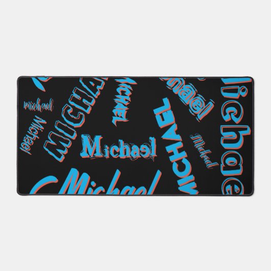 Ihr Namensmuster monogramm blaue schwarze Farbe Schreibtischunterlage (Vorderseite)