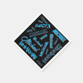 Ihr Namensmuster monogramm blaue schwarze Farbe Serviette (Ecke)