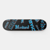 Ihr Namensmuster monogramm blaue schwarze Farbe Skateboard (Horizontal)