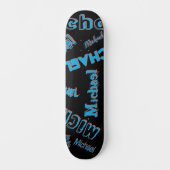 Ihr Namensmuster monogramm blaue schwarze Farbe Skateboard (Vorderseite)