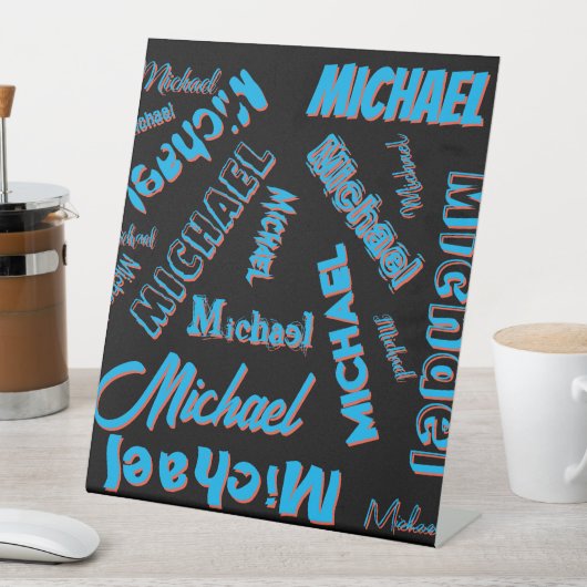 Ihr Namensmuster monogramm blaue schwarze Farbe Sockelschild (In Situ)