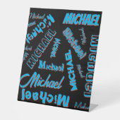 Ihr Namensmuster monogramm blaue schwarze Farbe Sockelschild (Vorderseite)