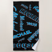 Ihr Namensmuster monogramm blaue schwarze Farbe Strandtuch (Vorderseite)