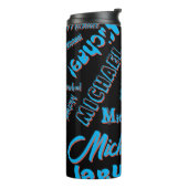 Ihr Namensmuster monogramm blaue schwarze Farbe Thermosbecher (Nach links gedreht)
