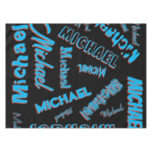 Ihr Namensmuster monogramm blaue schwarze Farbe Tischdecke (Vorderseite (Horizontal))