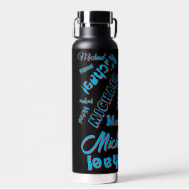 Ihr Namensmuster monogramm blaue schwarze Farbe Trinkflasche