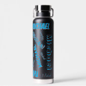 Ihr Namensmuster monogramm blaue schwarze Farbe Trinkflasche (Rückseite)