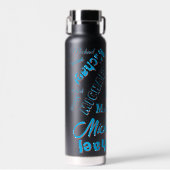 Ihr Namensmuster monogramm blaue schwarze Farbe Trinkflasche (Vorne)
