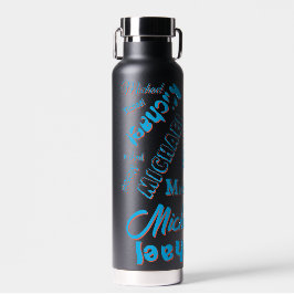 Ihr Namensmuster monogramm blaue schwarze Farbe Trinkflasche