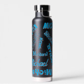 Ihr Namensmuster monogramm blaue schwarze Farbe Trinkflasche (Links)
