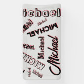 Ihr Namensmuster Monogramm Rose Schatten Banner (Vertikal)