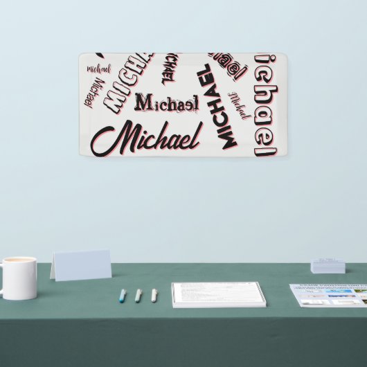 Ihr Namensmuster Monogramm Rose Schatten Banner (Messe)