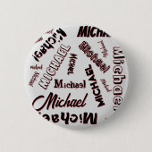 Ihr Namensmuster Monogramm Rose Schatten Button (Vorderseite)