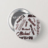 Ihr Namensmuster Monogramm Rose Schatten Button (Vorne & Hinten)