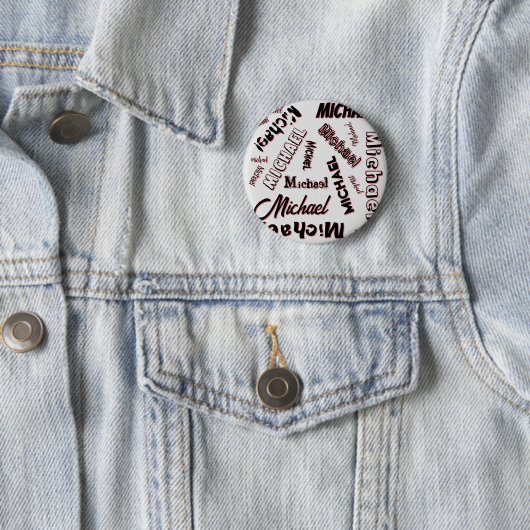 Ihr Namensmuster Monogramm Rose Schatten Button (Beispiel)
