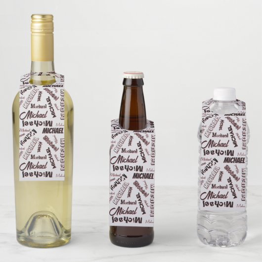 Ihr Namensmuster Monogramm Rose Schatten Flaschenanhänger (Beispiel)