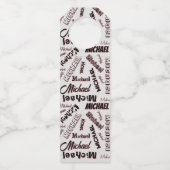 Ihr Namensmuster Monogramm Rose Schatten Flaschenanhänger (Rückseite)