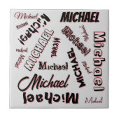 Ihr Namensmuster Monogramm Rose Schatten Fliese (Vorderseite)