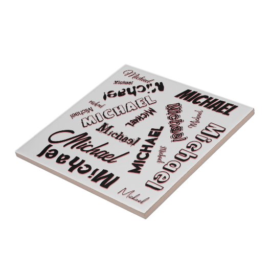 Ihr Namensmuster Monogramm Rose Schatten Fliese (Seite)