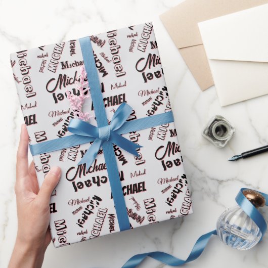 Ihr Namensmuster Monogramm Rose Schatten Geschenkpapier (Schenken)