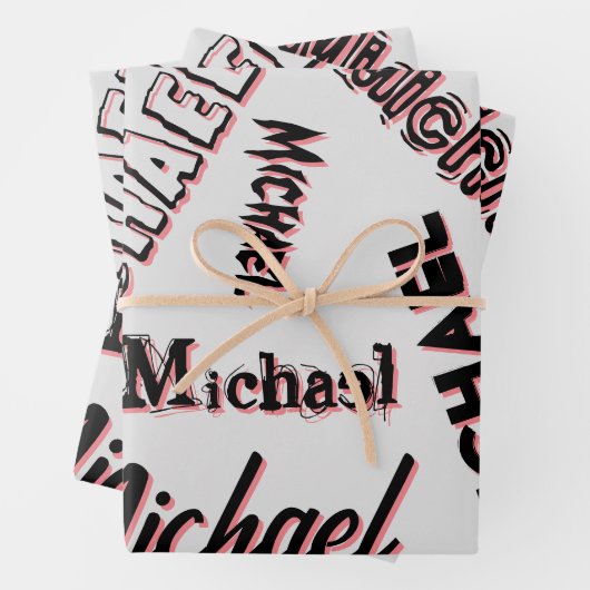 Ihr Namensmuster Monogramm Rose Schatten Geschenkpapier Set (Beispiel)