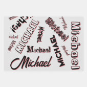 Ihr Namensmuster Monogramm Rose Schatten Geschenkpapier Set (Vorderseite)