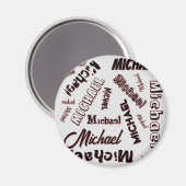 Ihr Namensmuster Monogramm Rose Schatten Magnet (Vorderseite/Rückseite)