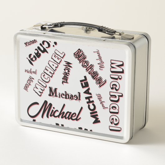 Ihr Namensmuster Monogramm Rose Schatten Metall Brotdose (Rückseite)