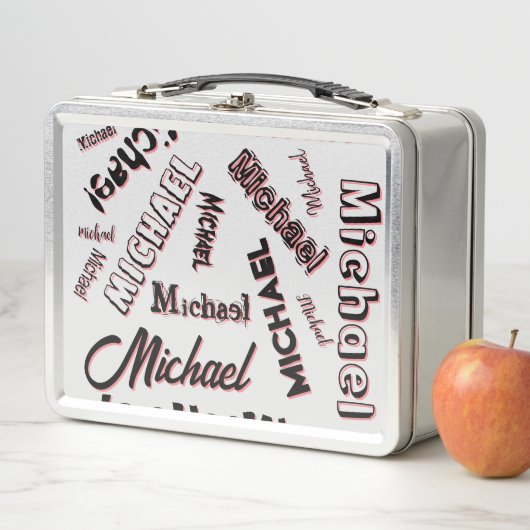 Ihr Namensmuster Monogramm Rose Schatten Metall Brotdose (Beispiel)