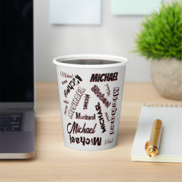 Ihr Namensmuster Monogramm Rose Schatten Pappbecher