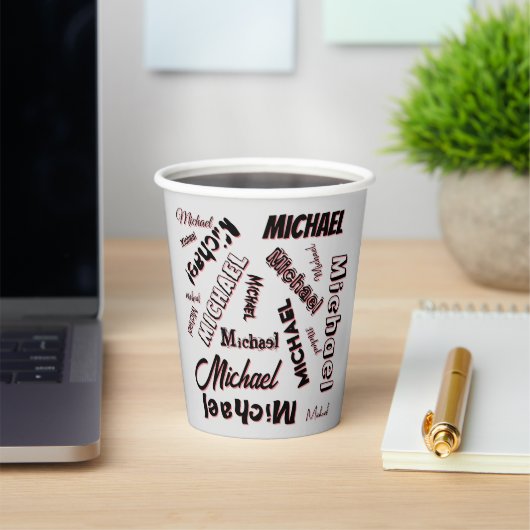 Ihr Namensmuster Monogramm Rose Schatten Pappbecher (InSitu)