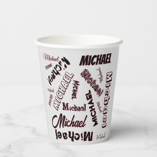 Ihr Namensmuster Monogramm Rose Schatten Pappbecher (Rückseite)