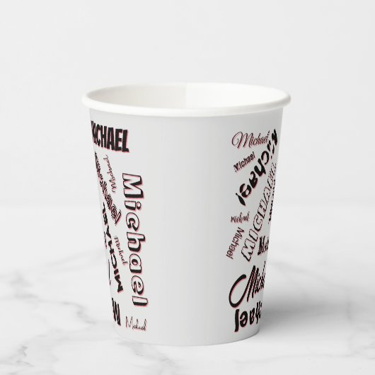 Ihr Namensmuster Monogramm Rose Schatten Pappbecher (Links)