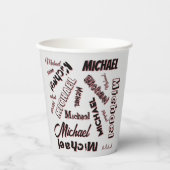 Ihr Namensmuster Monogramm Rose Schatten Pappbecher (Vorderseite)