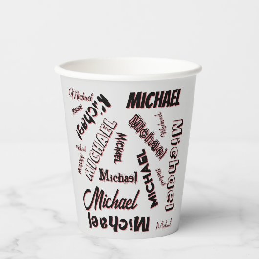 Ihr Namensmuster Monogramm Rose Schatten Pappbecher (Vorderseite)