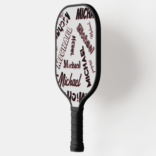 Ihr Namensmuster Monogramm Rose Schatten Pickleball Schläger (Links)