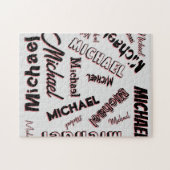 Ihr Namensmuster Monogramm Rose Schatten Puzzle (Horizontal)