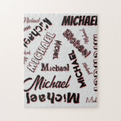 Ihr Namensmuster Monogramm Rose Schatten Puzzle (Vertikal)