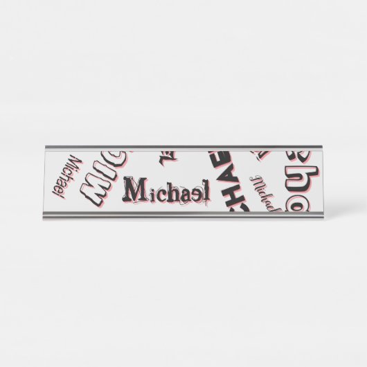 Ihr Namensmuster Monogramm Rose Schatten Schreibtischnamensplakette (Vorderseite )