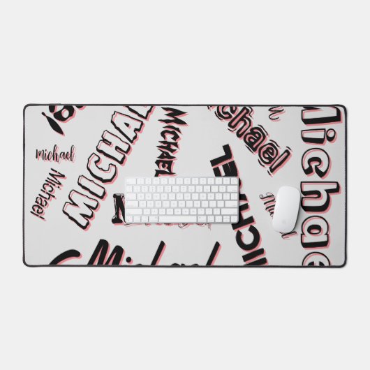 Ihr Namensmuster Monogramm Rose Schatten Schreibtischunterlage (Tastatur & Maus)