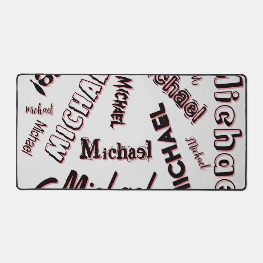 Ihr Namensmuster Monogramm Rose Schatten Schreibtischunterlage (Vorderseite)