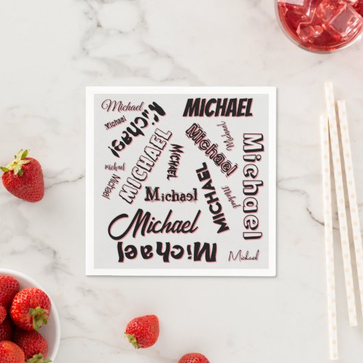 Ihr Namensmuster Monogramm Rose Schatten Serviette (Beispiel)