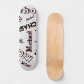 Ihr Namensmuster Monogramm Rose Schatten Skateboard (Vorderseite)