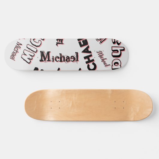 Ihr Namensmuster Monogramm Rose Schatten Skateboard (Horizontal)