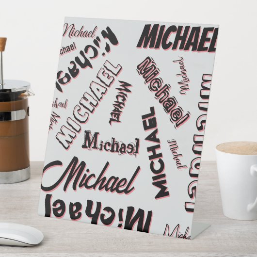 Ihr Namensmuster Monogramm Rose Schatten Sockelschild (In Situ)