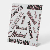 Ihr Namensmuster Monogramm Rose Schatten Sockelschild (Vorderseite)