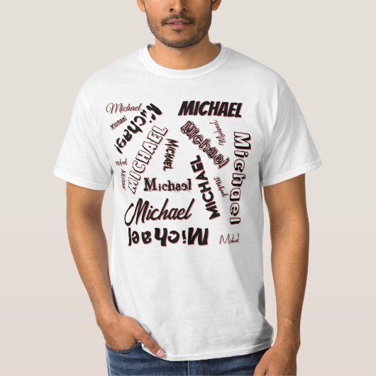Ihr Namensmuster Monogramm Rose Schatten T-Shirt (Vorderseite)