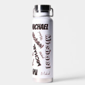 Ihr Namensmuster Monogramm Rose Schatten Trinkflasche (Rückseite)