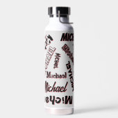 Ihr Namensmuster Monogramm Rose Schatten Trinkflasche (Links)