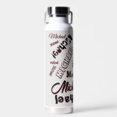 Ihr Namensmuster Monogramm Rose Schatten Trinkflasche (Vorne)